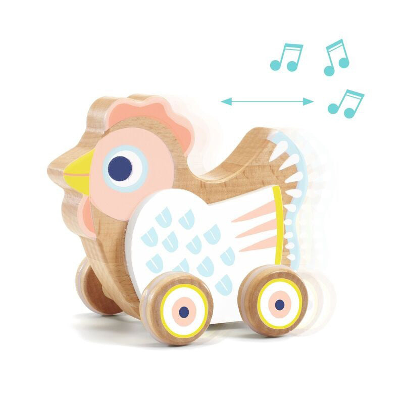 Djeco Baby Sing Hen On Wheels