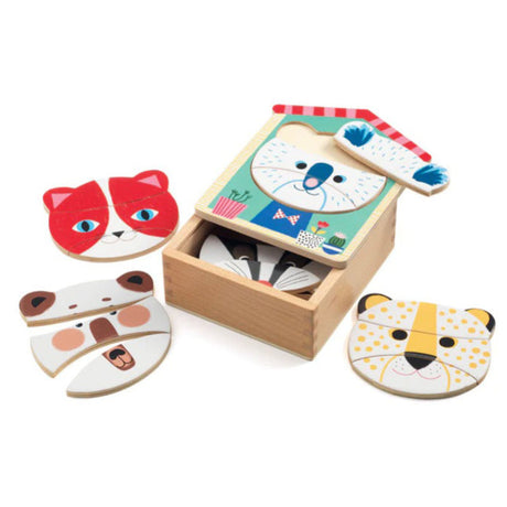 Djeco Face Mix Wooden Puzzle Set