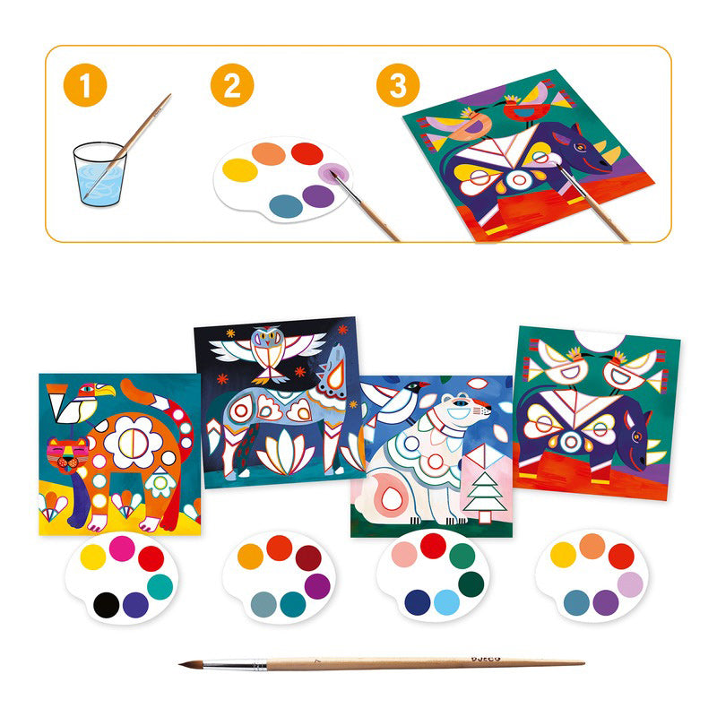 Djeco Cards To Paint - Fanciful Animals