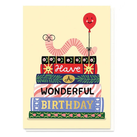 Birthday Book Worm Card