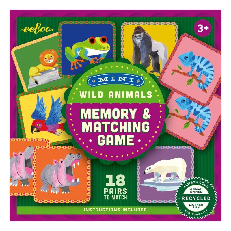 Eeboo Mini Memory & Matching Game - Wild Animals