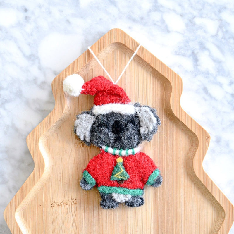 Felt Christmas Koala In Sweater Ornament