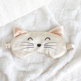 Satin Eye Mask - White Cat Face