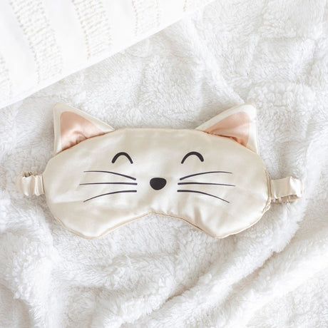 Satin Eye Mask - White Cat Face