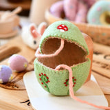 Felt Egg Cover - Green With Mushroom Motif