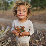 Felt Brown Hare Rabbit - Green Overalls