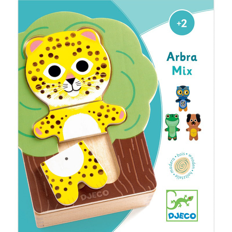 Djeco 18 piece Animal Arbramix Wooden Puzzle Set