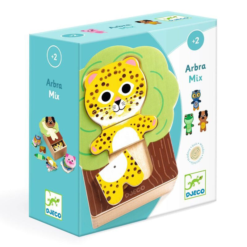 Djeco 18 piece Animal Arbramix Wooden Puzzle Set