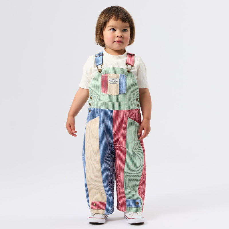 Goldie + Ace Blake Overalls - Patchwork Stripe