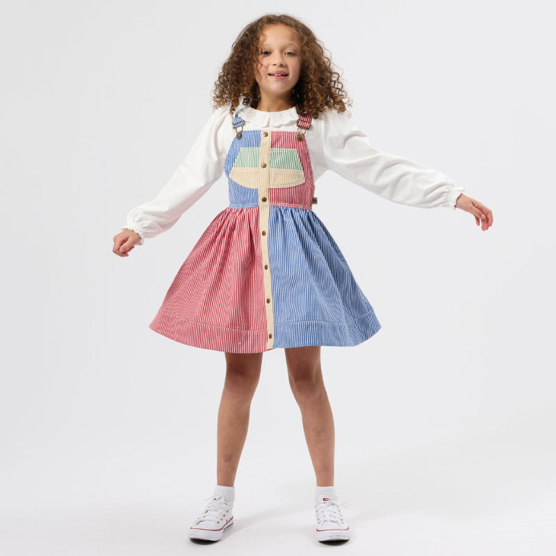 Goldie + Ace Heidi Pinafore - Patchwork Stripe