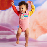 Halcyon Nights Terry Long Sleeve Bodysuit - Stars Pink