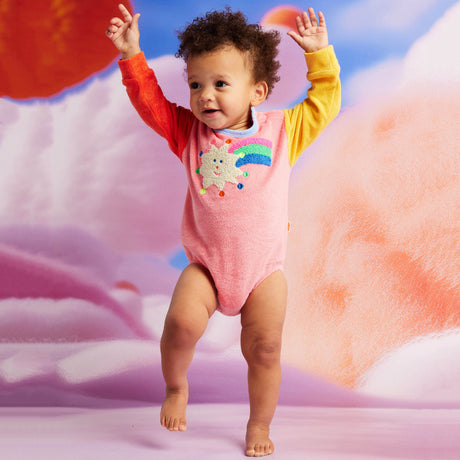 Halcyon Nights Terry Long Sleeve Bodysuit - Stars Pink