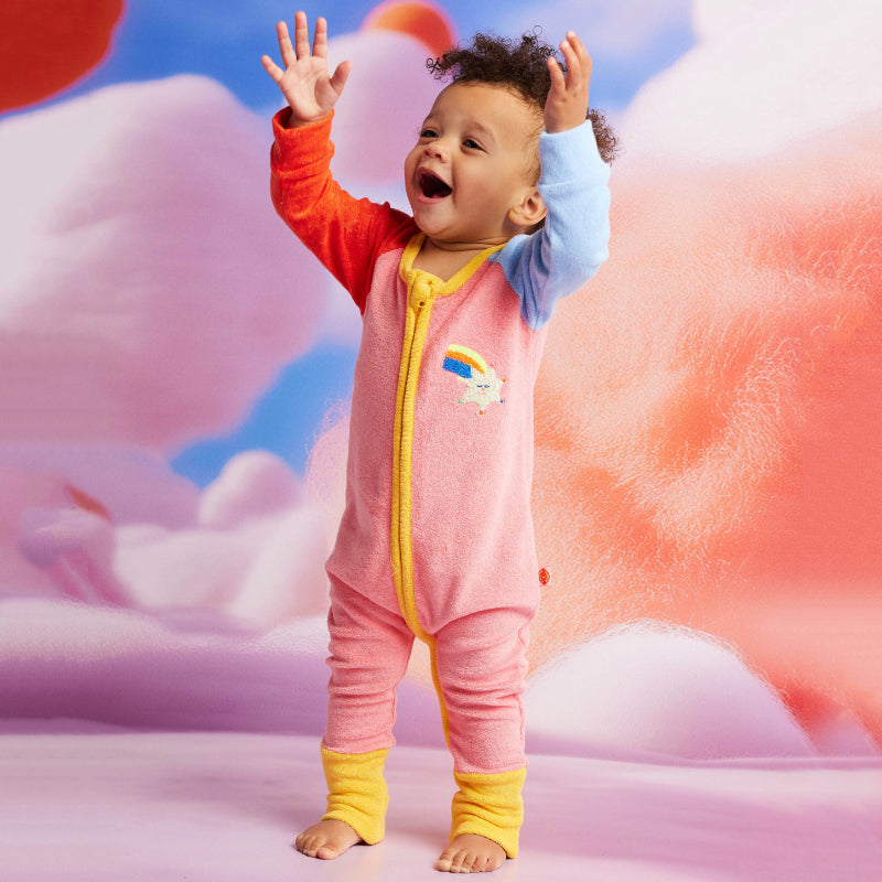 Halcyon Nights Long Sleeve Terry Romper - Stars Pink
