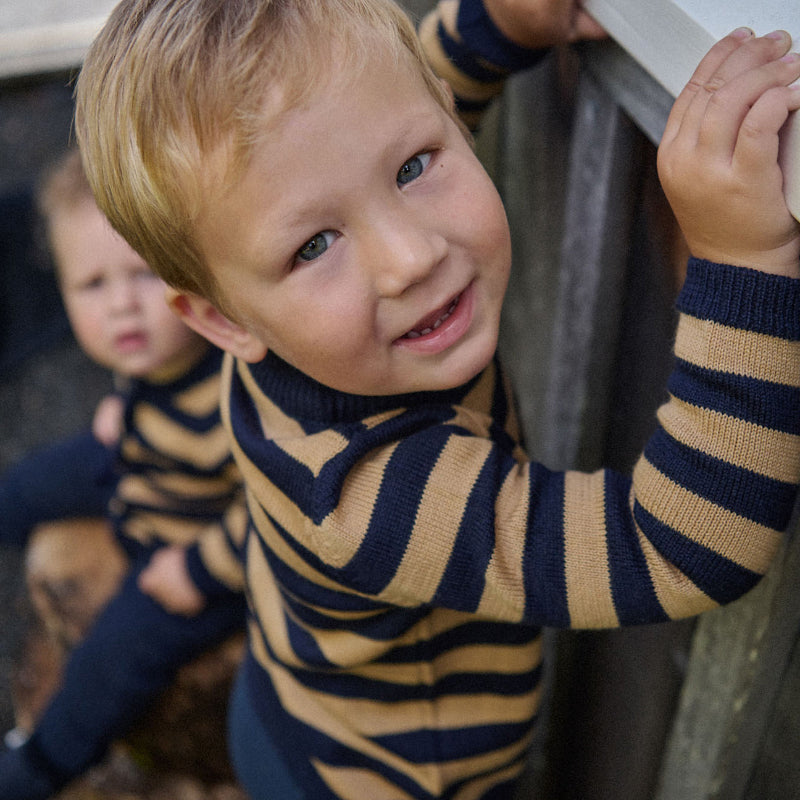 Nature Baby Merino Pullover - Navy/Caramel