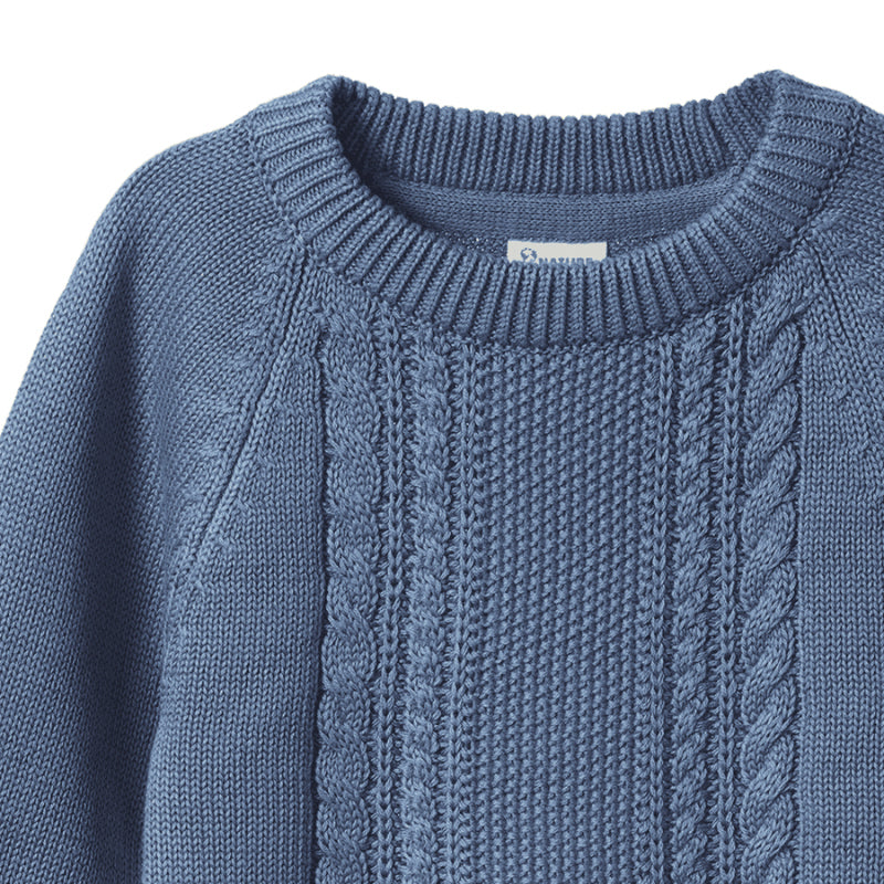 Nature Baby Billy Jumper - Dusky Blue Cable Knit