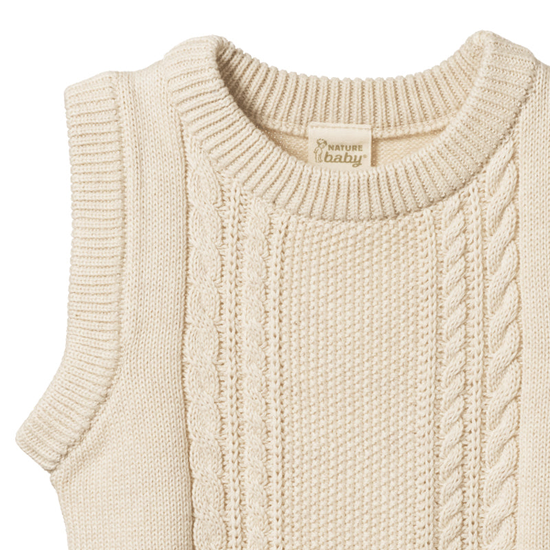 Nature Baby Walter Vest - Oatmeal Marl Cable Knit