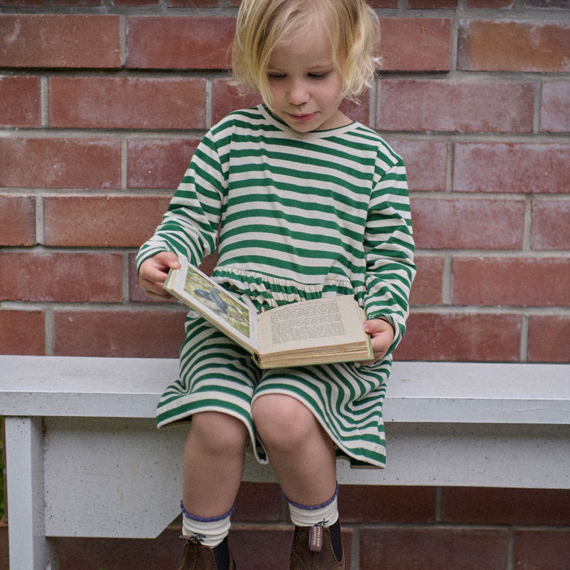Nature Baby Long Sleeve Twirl Dress - Eden Sea Stripe