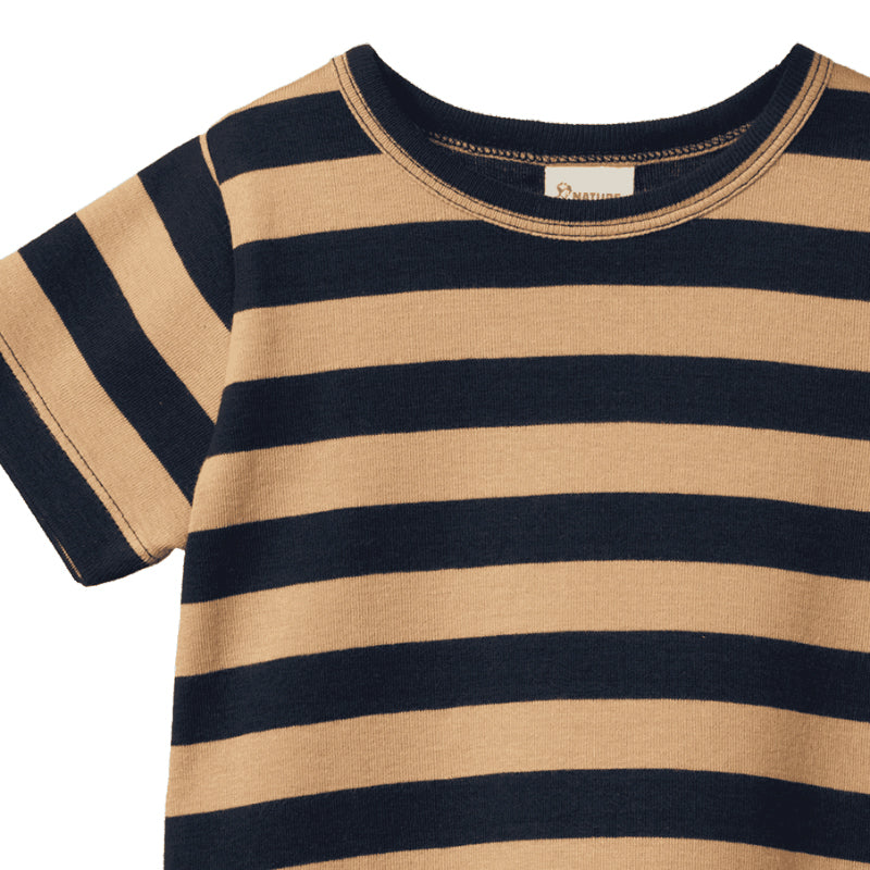 Nature Baby River Tee - Navy / Caramel Stripe