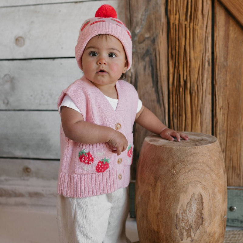 Acorn Merino Vest - Strawberry Fields