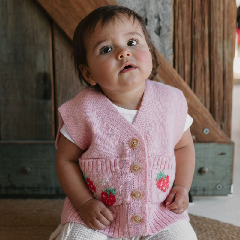 Acorn Merino Vest - Strawberry Fields