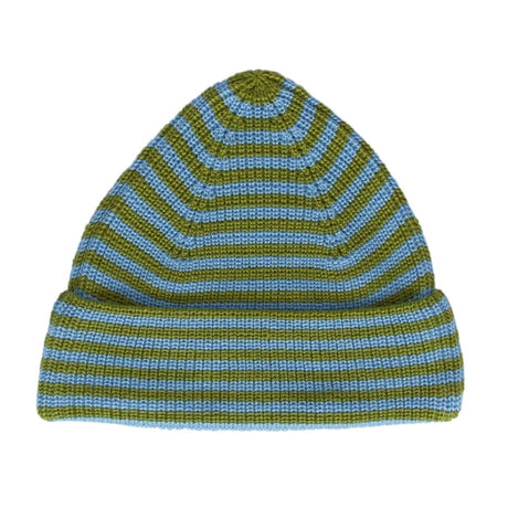 Acorn Berlin Merino Beanie Green/Blue Stripe