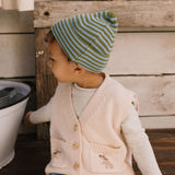 Acorn Berlin Merino Beanie Green/Blue Stripe