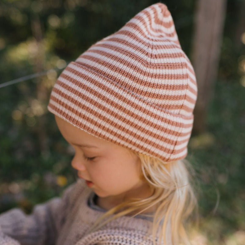 Acorn Berlin Merino Beanie - Biscuit/Cream Stripe