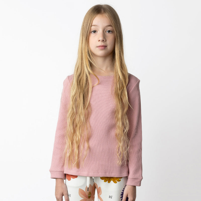 Minti Waffled Tee - Muted Pink