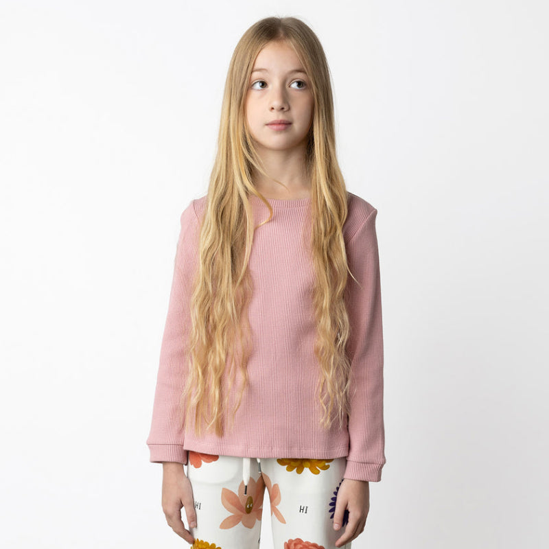 Minti Waffled Tee - Muted Pink