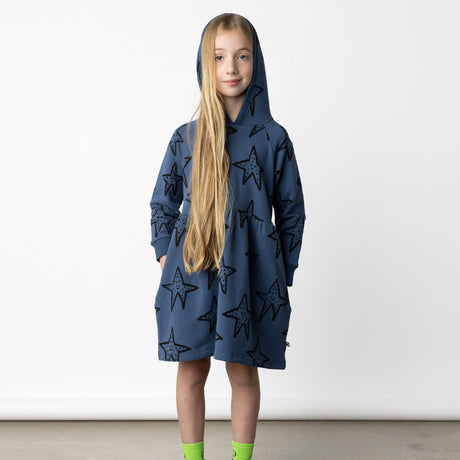 Minti Star Buddies Furry Hoodie Dress - Navy