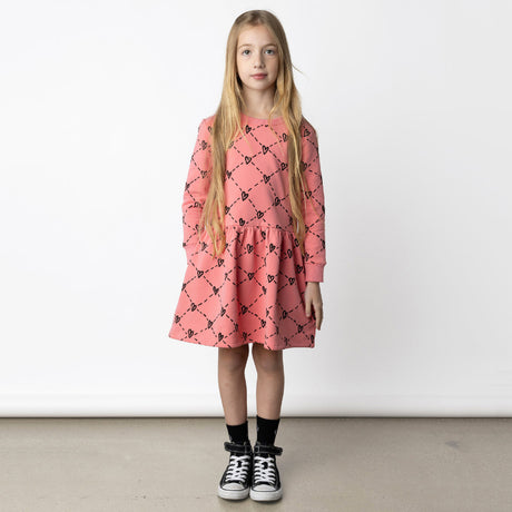 Minti Heart Diamonds Furry Dress - Pink