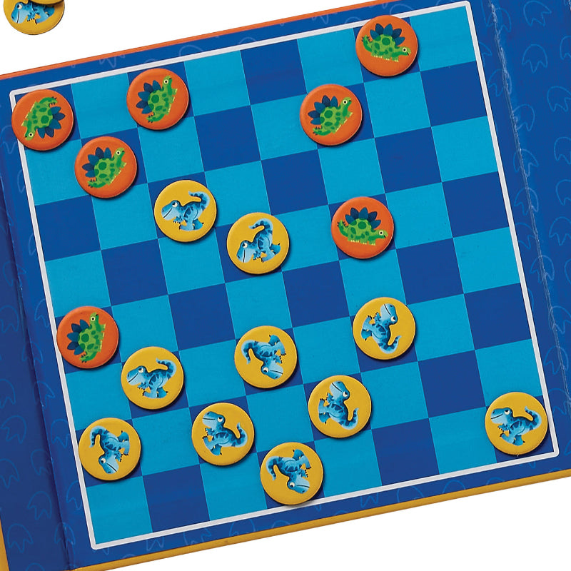 Tiger Tribe Magnetic Game - Tic Tac Toe & Checkers - Dino