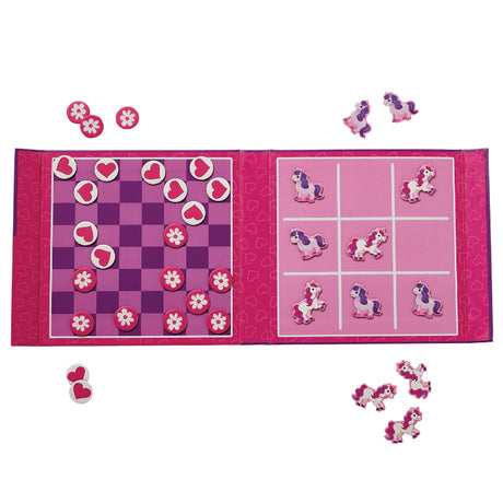 Tiger Tribe Magnetic Game - Tic Tac Toe & Checkers - Unicorn