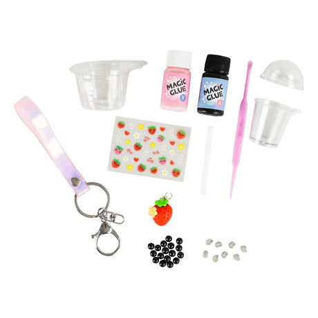 Tiger Tribe Bag Charm Kit - Strawberry Bubble Tea