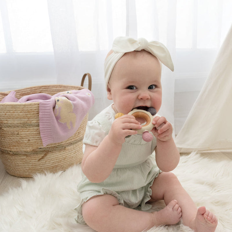 Living Textiles Multi-Surface Teething Wheel - Rose
