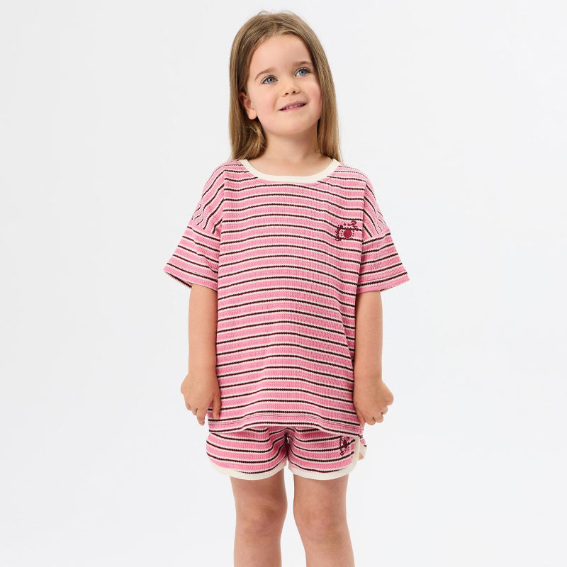 Goldie + Ace Waffle Stripe T-Shirt - Pink