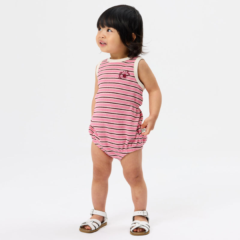 Goldie + Ace Waffle Bubble Romper - Pink