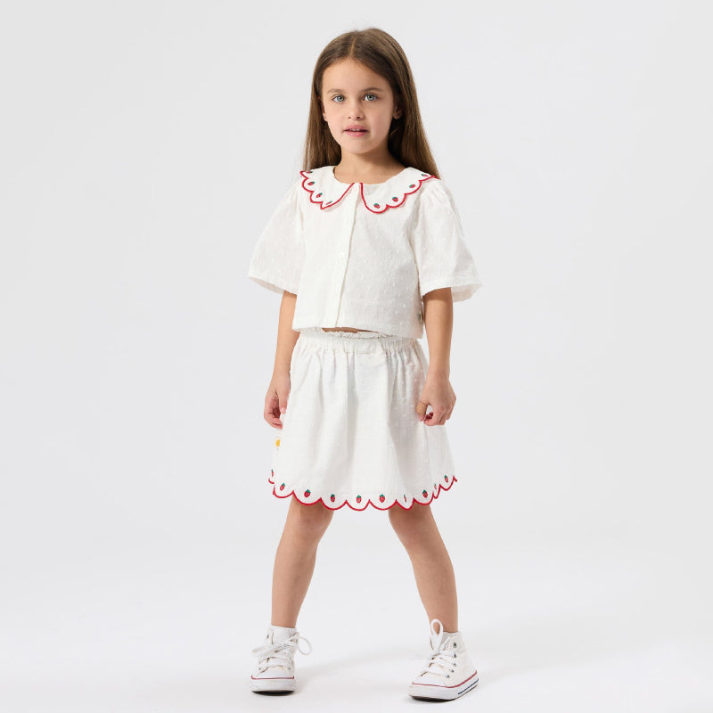 Goldie + Ace Scallop Hem Skirt - Strawberry