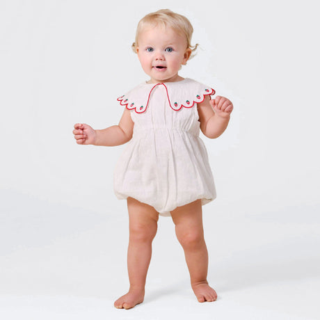 Goldie + Ace Scallop Collar Romper - Strawberry