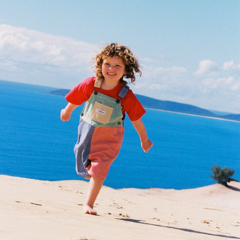 Goldie + Ace Burton Overalls - Patchwork Stripe