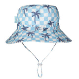 Acorn Wide Brim Hat - Blue Checked Palms