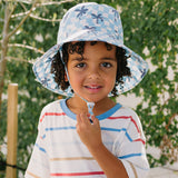 Acorn Wide Brim Hat - Blue Checked Palms
