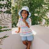 Acorn Wide Brim Hat - Blue Checked Palms