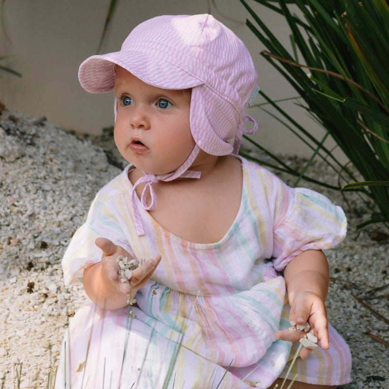 Acorn Jersey Flap Cap - Pink Sprinkle