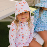 Acorn Swim Flap Cap - Striped Posy
