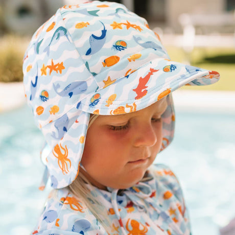 Acorn Swim Flap Cap - Under The Sea