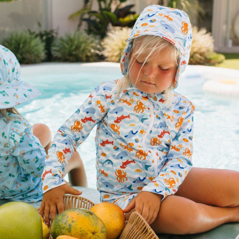 Acorn Swim Flap Cap - Under The Sea