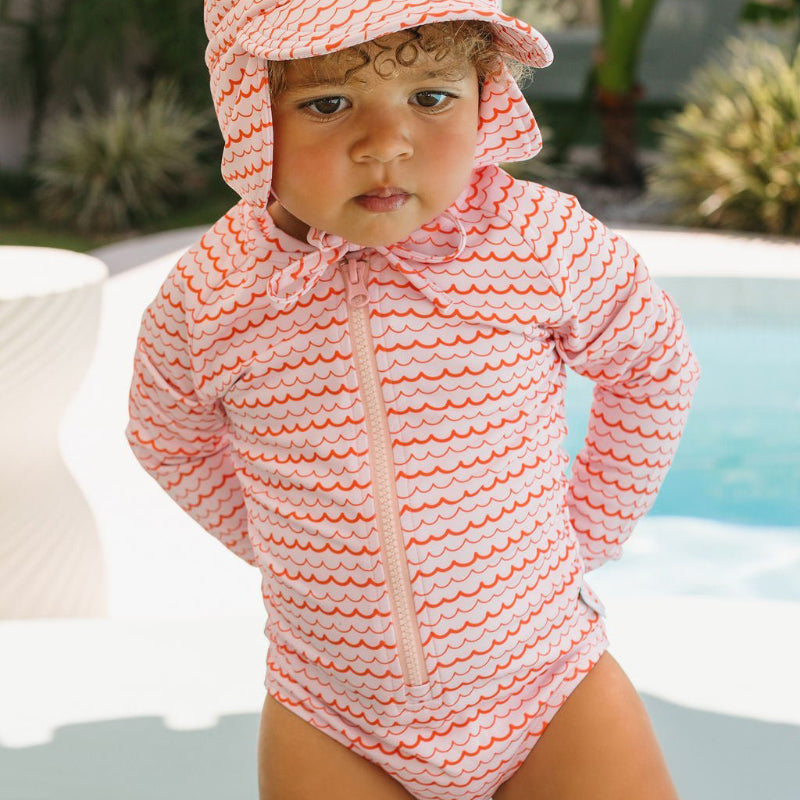 Acorn Swimming Suit - Pink Ripples