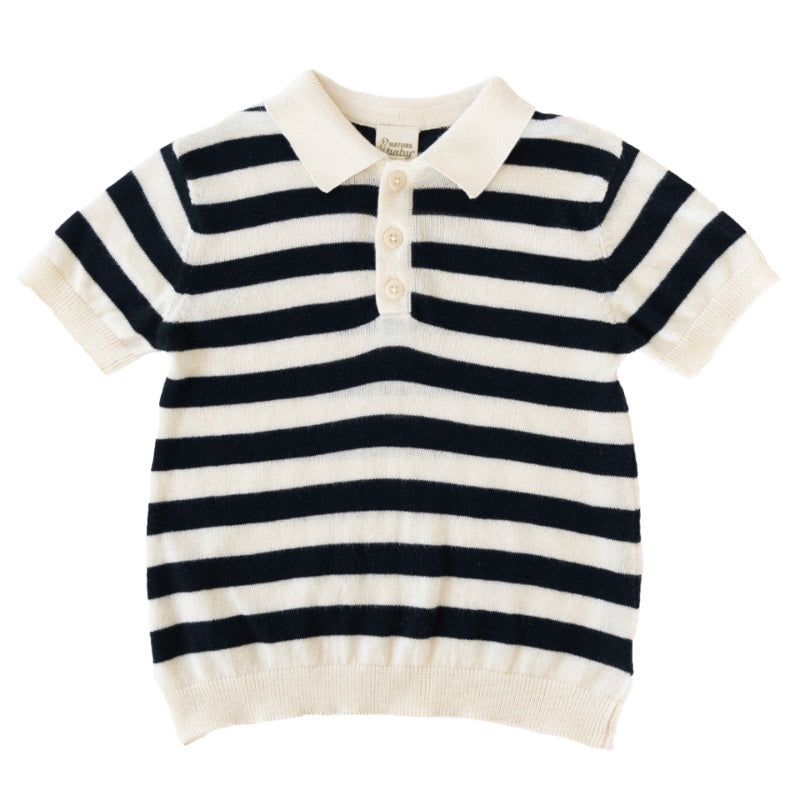 Nature Baby Stevie Polo - Navy Bold Stripe