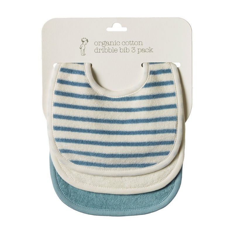 Nature Baby Dribble Bibs 3PK - Powder Blue/Natual